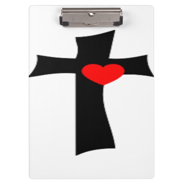 KREUZ MIT ROTEM HERZ KLEMMBRETT (Vorderseite)