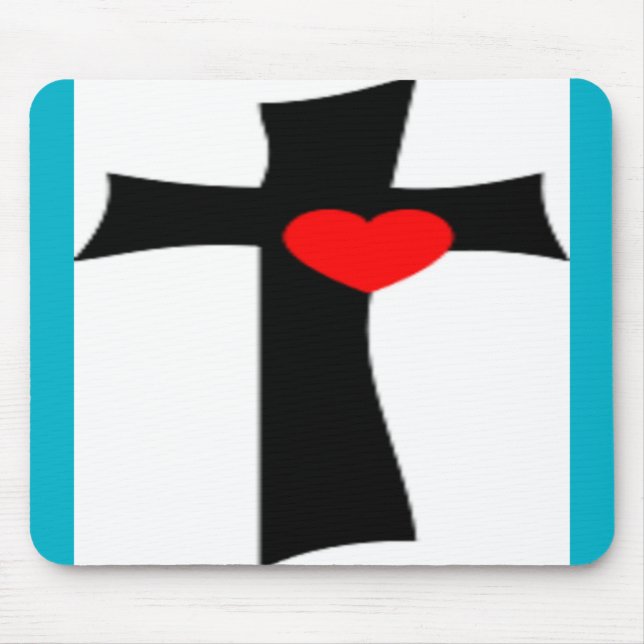 KREUZ MIT ROTEM HERZ MOUSEPAD (Vorne)