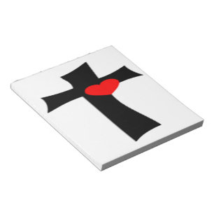 KREUZ MIT ROTEM HERZ NOTIZBLOCK