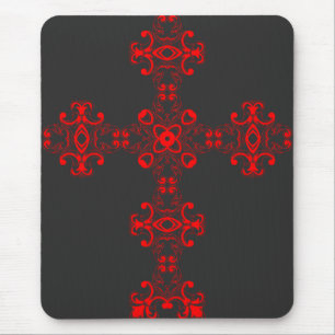 Kreuz mit rotem Ornament Heilige Dekorative Kunst Mousepad