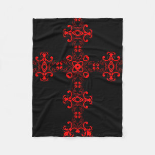 Kreuz mit roter Verzierung Fleecedecke