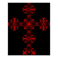 Kreuz mit roter Verzierung