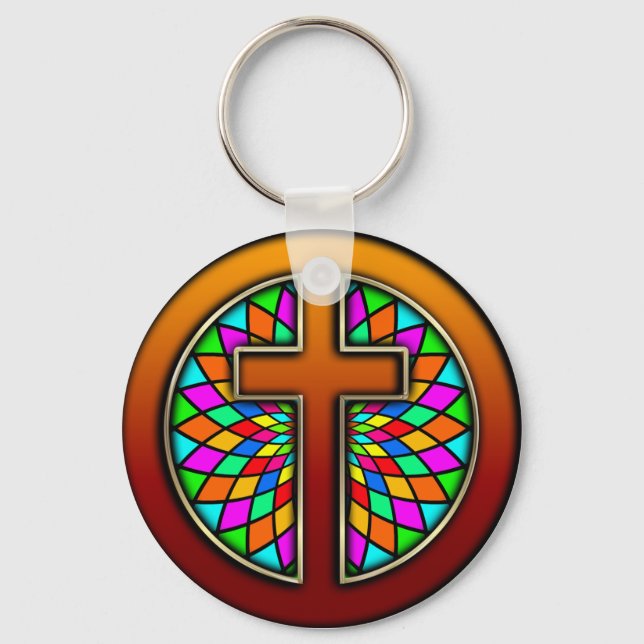 KREUZ MIT STAINGLAS SCHLÜSSELANHÄNGER (Vorderseite)