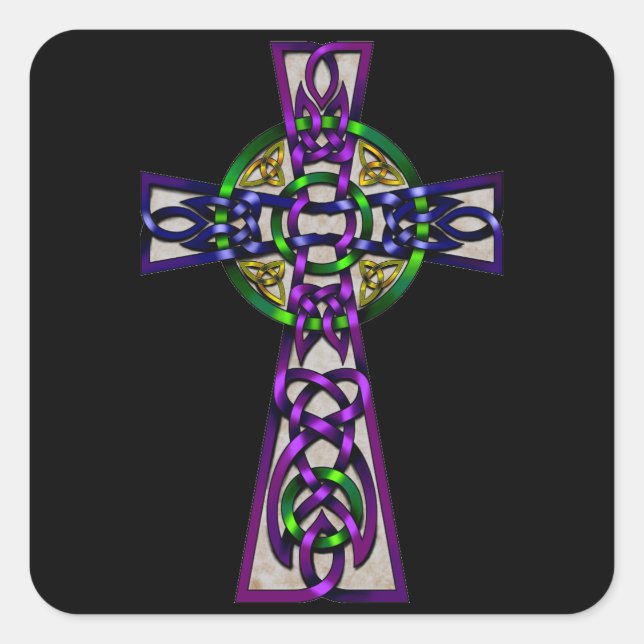 Kreuz Quadratischer Aufkleber (Vorderseite)