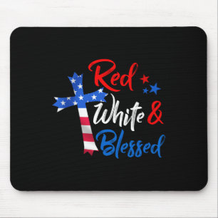 Kreuz Rot Weiß &amp; Gesegnetes 4. Juli Männer Fra Mousepad
