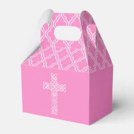 Kreuz | Taffy Pink Erste Kommune Gefälligkeitsbox Geschenkschachtel