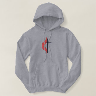 Kreuz und Flamme Bestickter Hoodie