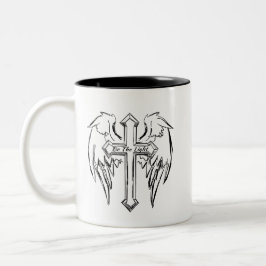 Kreuz und Flügel "Be the Light" Kaffeemaschine Tas Zweifarbige Tasse