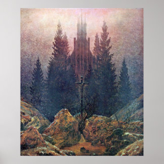 Kreuz und Kathedrale Caspar David Friedrich Poster