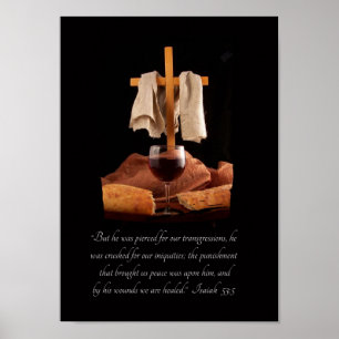Kreuz-und Kommunions-Jesaja-53:5 Schrifts-Plakat Poster