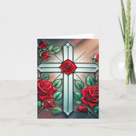 Kreuz- und Rose-Note-Karte Dankeskarte