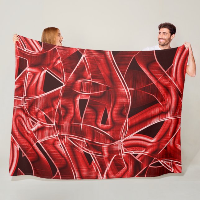 Kreuz- und überlappende rote Acrylbandausschnitte Fleecedecke (Beispiel)
