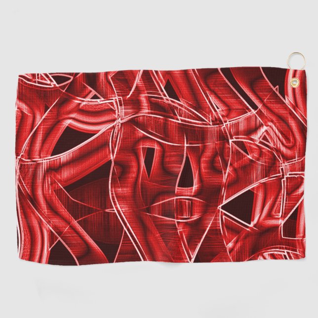 Kreuz- und überlappende rote Acrylbandausschnitte Golfhandtuch (Horizontal)