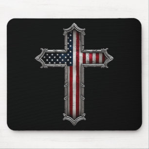 Kreuz USA-Flagge Christlich Religiös USA Amerika G Mousepad