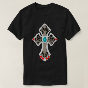 Kreuz Vintage-Edelsteine T-Shirt