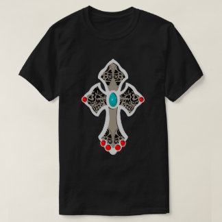 Kreuz Vintage-Edelsteine T-Shirt