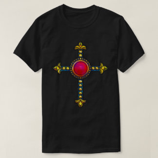 Kreuz Vintage Roter Edelstein T-Shirt