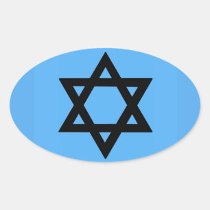 Kreuz von David auf Sky Blue Background Ovaler Aufkleber