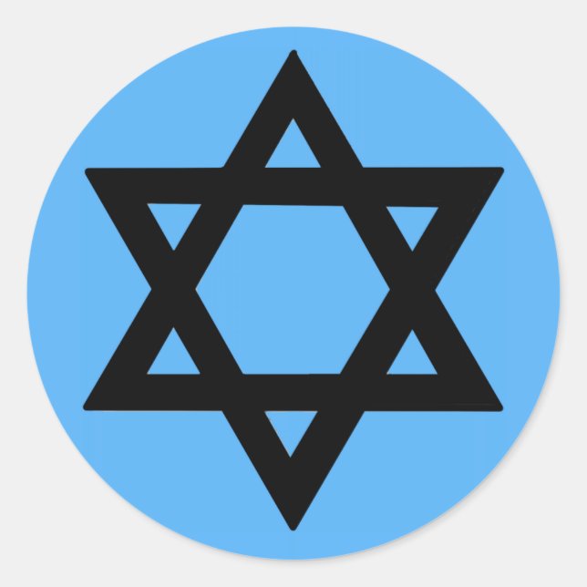 Kreuz von David auf Sky Blue Background Runder Aufkleber (Vorderseite)