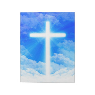 Kreuz von hellem kundengerechtem christlichem notizblock