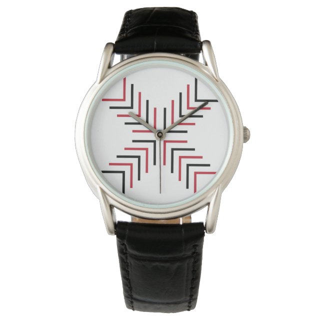 Kreuz X (rot und schwarz) Armbanduhr (Vorderseite)