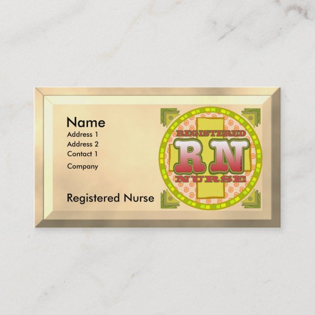 Kreuzbuchstaben RN Nurse Visitenkarte (Vorderseite)