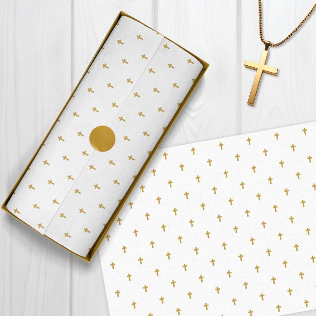 Kreuze - Imitate Senfgold auf weiß Seidenpapier (Crosses - Mustard Gold Tissue Paper)