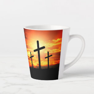 Kreuze, Sonnenuntergang Silhouetten Malerei-67137 Milchtasse