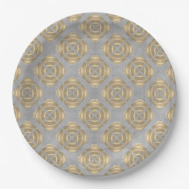 Kreuze und Kreise Graues goldenes geometrisches Mu Pappteller