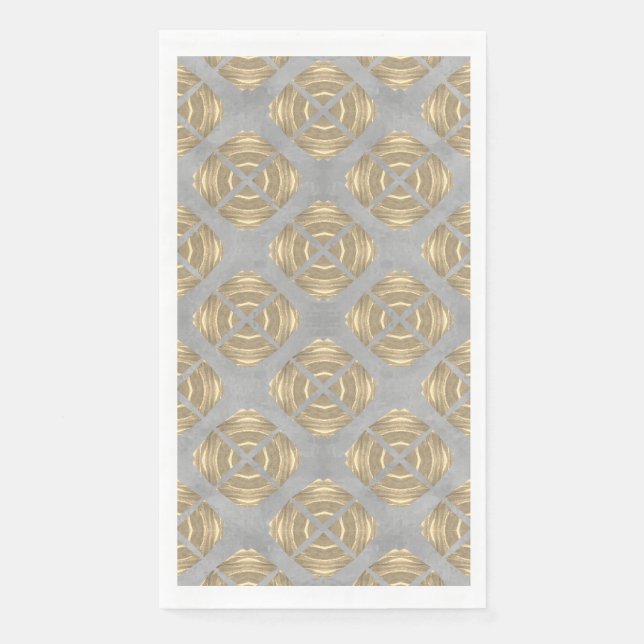 Kreuze und Kreise Graues goldenes geometrisches Mu Serviette (Vorderseite)