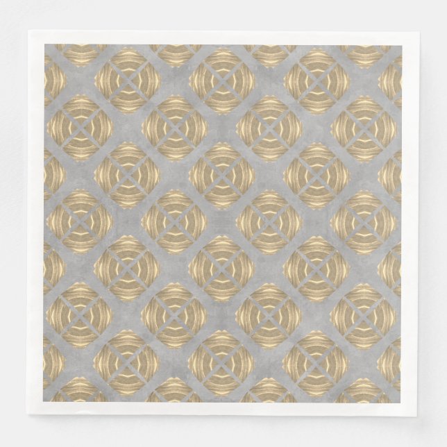 Kreuze und Kreise Graues goldenes geometrisches Mu Serviette (Vorderseite)