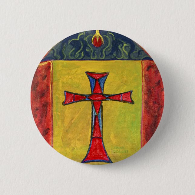 Kreuzen Sie vorbei Schlangen-mittelalterlichen Button (Vorderseite)