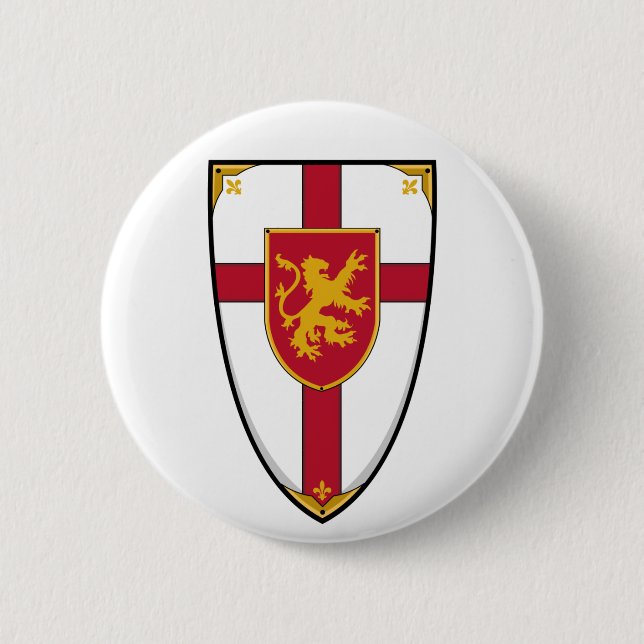 Kreuzfahrer adelt Schild-Knopf Button (Vorderseite)