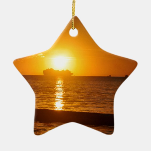 Kreuzfahrt am Sonnenuntergang Keramik Ornament (Vorne)
