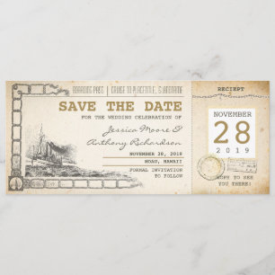 Kreuzfahrt-An Bord-Pass-Tickets zum Speichern des Save The Date