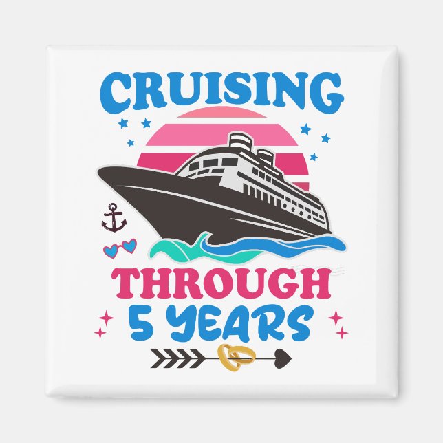Kreuzfahrt durch 5 Jahre Hochzeit Magnet (Vorne)