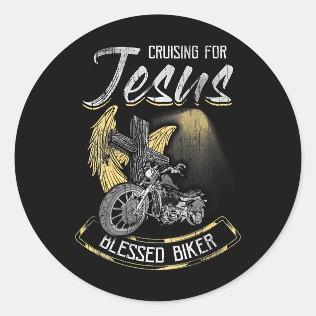 Kreuzfahrt für Jesus Cross Christlich Biker Runder Aufkleber (Vorderseite)