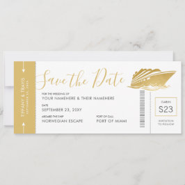 Kreuzfahrt Hochzeitsreise Boarding Ticket Gold Yac Save The Date