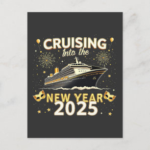 Kreuzfahrt in das neue Jahr 2025 Ankündigungspostkarte