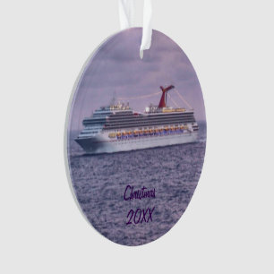 Kreuzfahrt-Schiff in lila datiertem Ornament