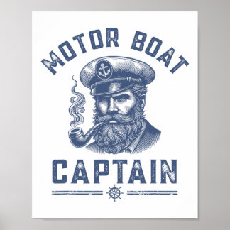 Kreuzfahrt-Shirts für Männer Motorboot-Kapitän Sch Poster