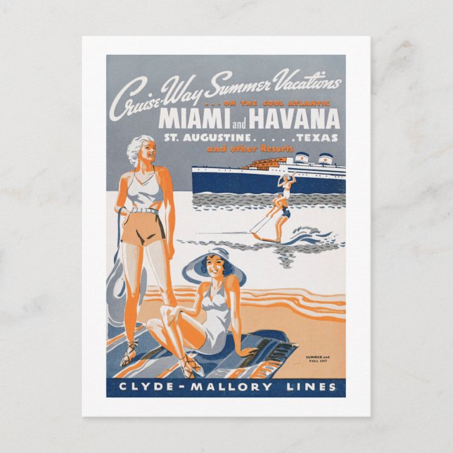 Kreuzfahrt Sommerferien 1937 Vintager Flyer Pos Postkarte (Vorderseite)