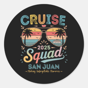 Kreuzfahrt-Team 2025 San Juan Familien-Gruppen-Mat Runder Aufkleber