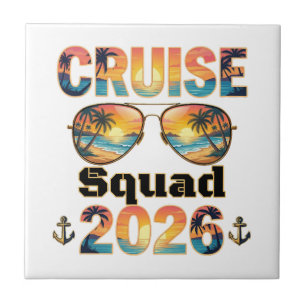Kreuzfahrt-Truppe 2026 - Retro-Sonnenuntergang Fliese