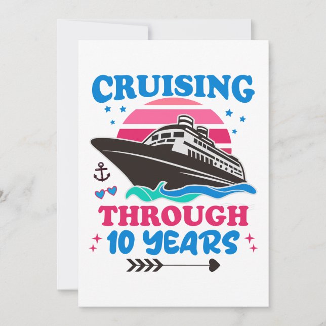 Kreuzfahrt über 10 Jahre Hochzeit Einladung (Vorderseite)