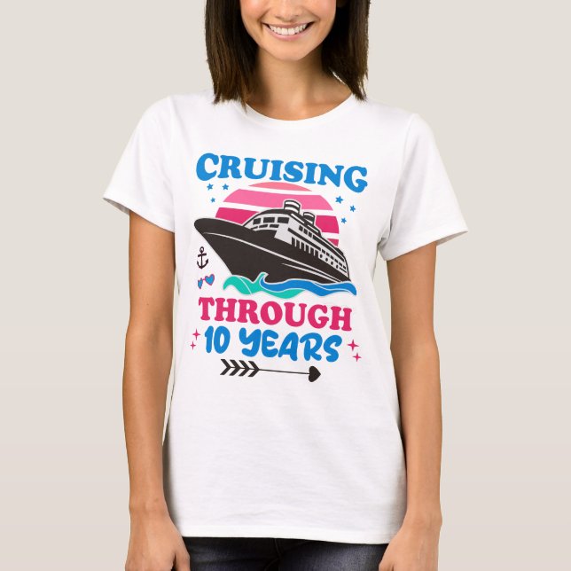 Kreuzfahrt über 10 Jahre Hochzeit T-Shirt (Vorderseite)