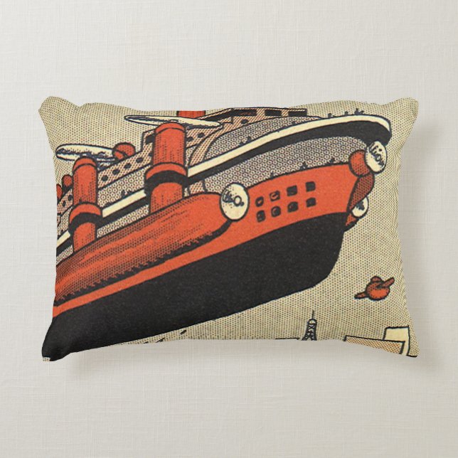 Kreuzfahrthubschrauber für Vintage Science Fiction Dekokissen (Vorderseite)