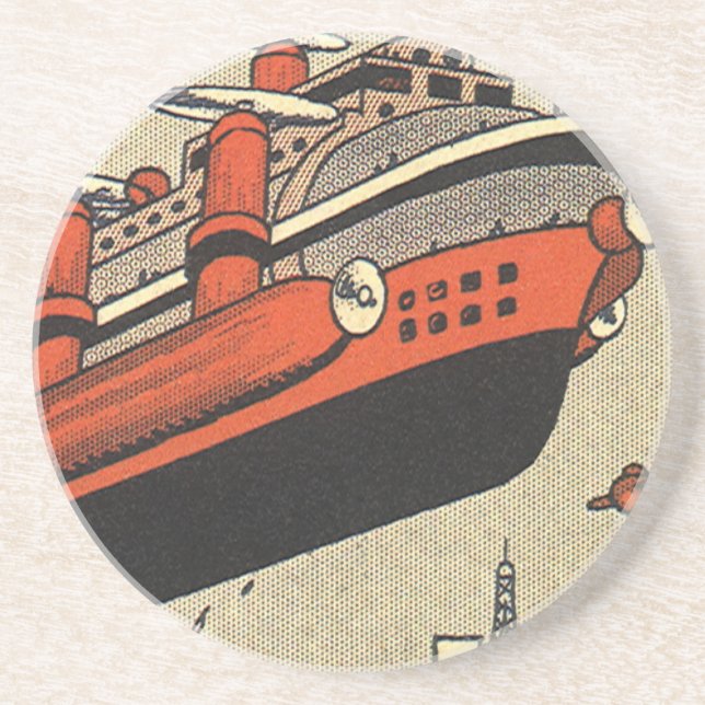 Kreuzfahrthubschrauber für Vintage Science Fiction Getränkeuntersetzer (Vorne)