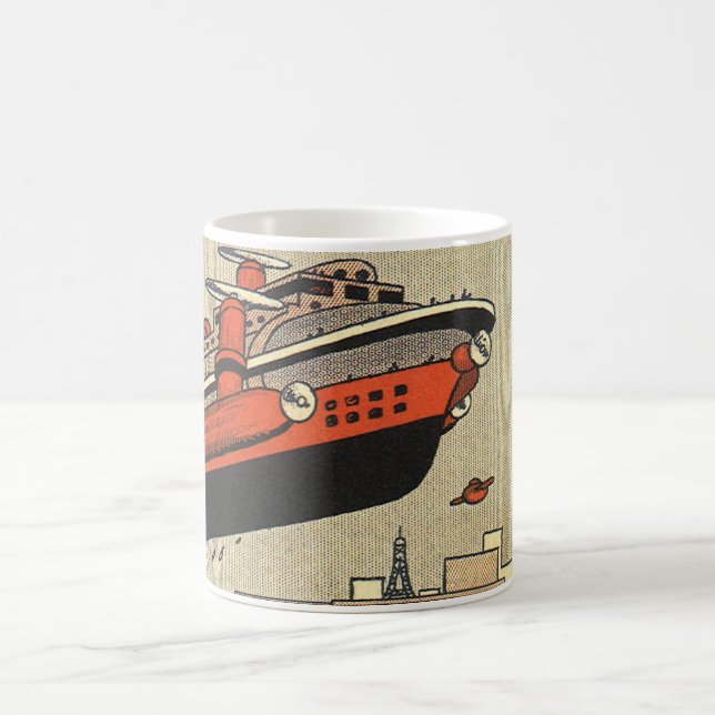 Kreuzfahrthubschrauber für Vintage Science Fiction Kaffeetasse (Mittel)