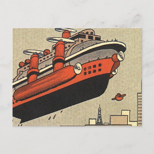 Kreuzfahrthubschrauber für Vintage Science Fiction Postkarte (Vorderseite)